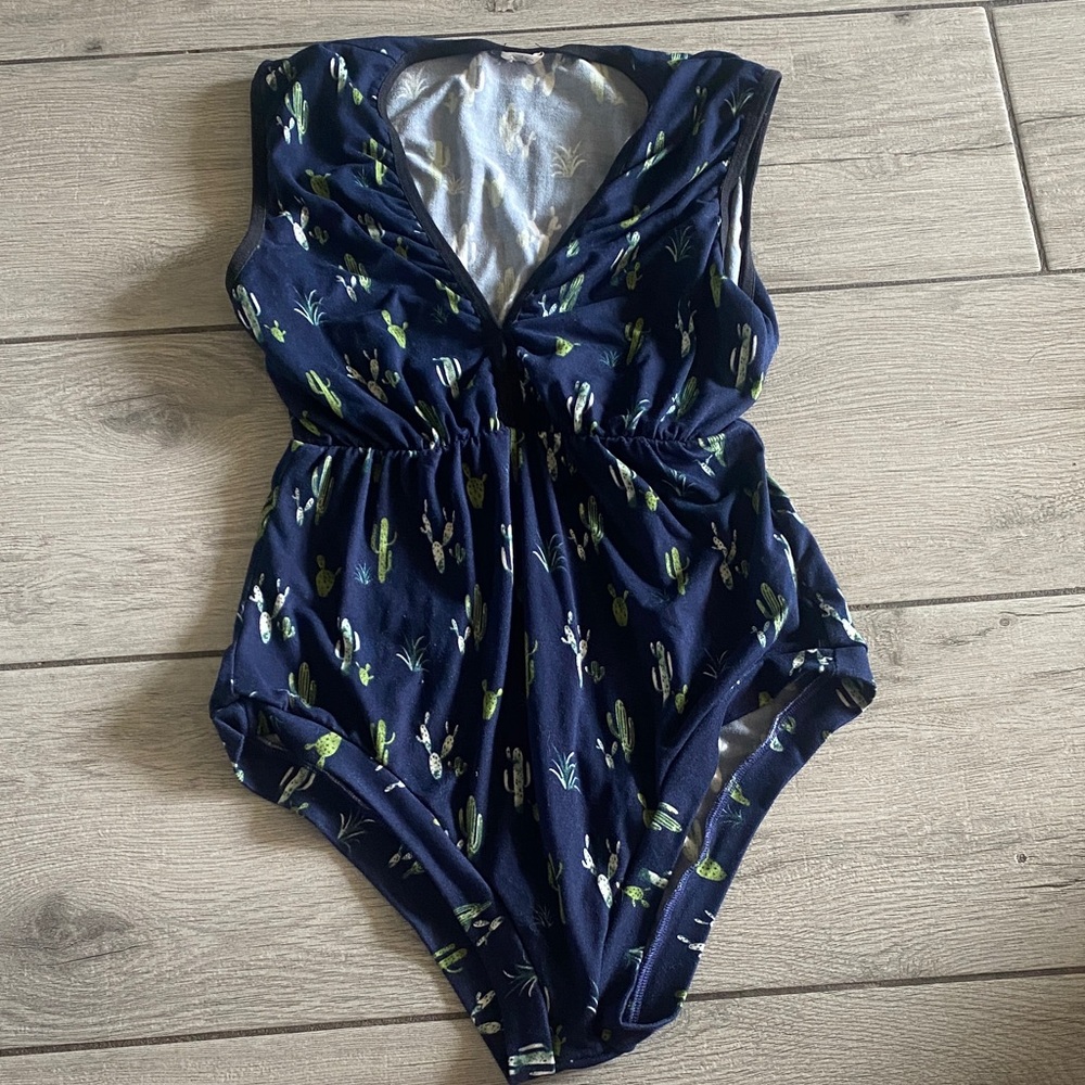 Navy Cactus Print Bodysuit